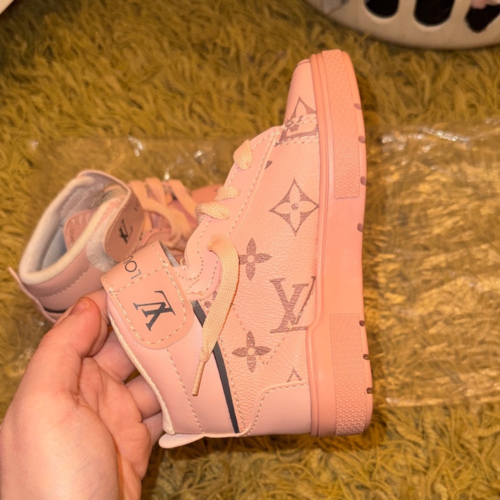 Kids Pink Monogram Sneakers - Picture 6 of 11